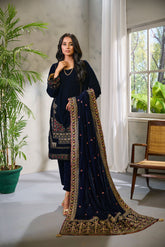 DD-0874 BLUE VELVET SHAWL